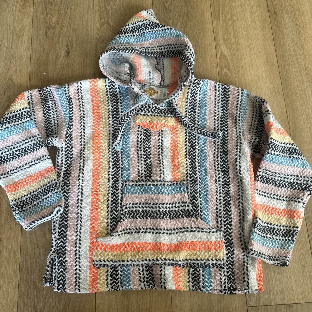 Earth Ragz Hoodie Women's Small - Bohemian Southwestern Stripes Pattern Colorful